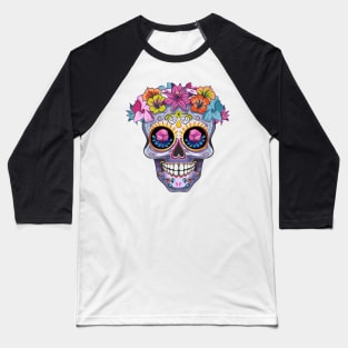 A skull with flowers Baseball T-Shirt